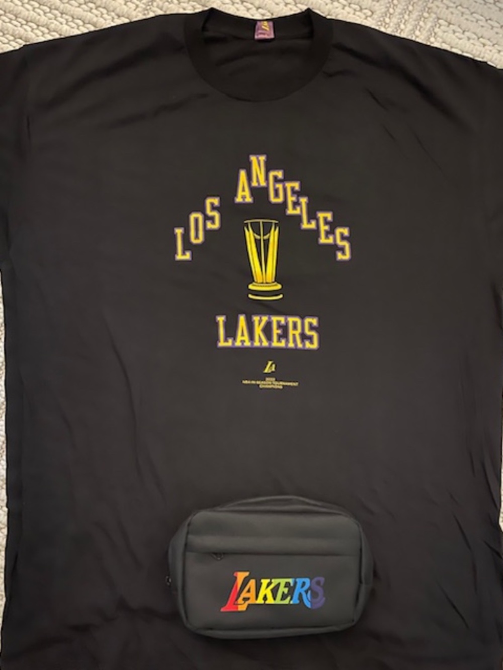 Lakers Pride Night Fanny Pack & 23 In Season Tournanment XL T Shirt-NEW